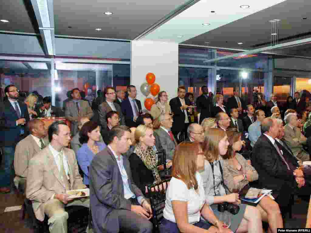 Part of the standing-room-only audience listening to Walter Isaacson's keynote speech at RFE's 60th anniversary reception.