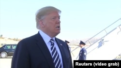 Președintele Donald Trump; anunîțînd intenția de a retrage Statele Unite din Tratatul de control a armamentelor cu Rusia