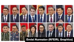 В первом ряду: Жаныбеков, Бейшеналиев, Казакбаев, Новиков, Марипов, Карымшаков, Асанкулов, Ажикеев. Во втором ряду: Ташиев, Ниязбеков, Омуралиев, Чынбаева, Абдралиева, Турдубаев, Бейшеналиев, Иманалиев.