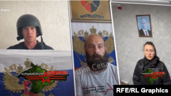 Фотоколаж декількох відео «вибачень», що викладаються в телеграм-канал «Крымский СМЕРШ»