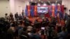Macedonia-Watching the signing of the NATO protocol in Skopje