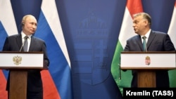 Vlagyimir Putyin és Orbán Viktor 2019-ben Budapesten