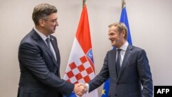 Predsjednik Europskog vijeća Donald Tusk i hrvatski premijer Andrej Plenković, arhivska fotografija