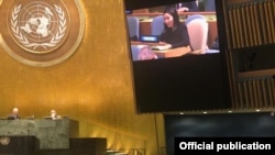 БУУдагы Кыргызстандын туруктуу өкүлү Миргүл Молдоисаева уюмдун жыйынында сөз сүйлөдү. 28-январь, 2021-жыл. 