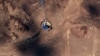 A satellite shows what is described as a burning launchpad in Iran on August 29.