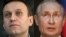 A combo photo shows Russian opposition leader Aleksei Navalny (left) and Russian President Vladimir Putin