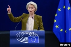 Президентка Європейської комісії Урсула фон дер Ляєн виступила з промовою про стан Європейського Союзу перед Європейським парламентом у Страсбурзі, Франція, 10 вересня 2025 року