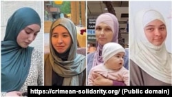 Кримчанки Насіба Саїдова, Февзіє Османова, Есма Німетулаєва та Ельвіза Алієва (зліва направо), яких ФСБ звинувачує у тероризмі – ілюстрація «Кримської солідарності»
