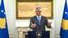 Kosovo President Hashim Thaçi in a press conference 