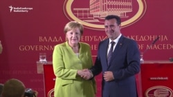 Germany's Merkel In Macedonia For Talks Ahead Of Referendum