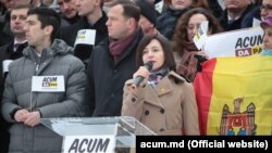 Blocul ACUM la lansarea în campanie. În centru liderii Maia Sandu și Andrei Năstase