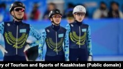 Казахстанские шорт-трекисты на зимних Азиатских играх в Харбине.