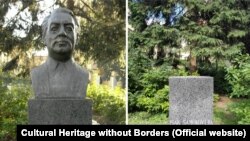 Bista Isaka Samokovlije i postolje bez biste, Sarajevo, juni 2016.