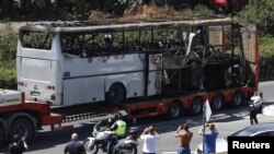 Autobuzul în care a avut loc explozia