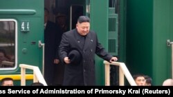 Кім Чен Ин на прикордонній станції Хасан, Росія, 24 квітня 2019 року