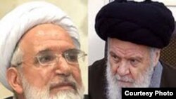 مهدی کروبی (چپ) و آیت الله عبدالکریم موسوی اردبیلی