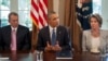 A,merički predsjednik Barack Obama (C) obraća se novinarima zajedno sa Johnon Boehnerom, predsjednikom Predstavničkog doma Kongresa i Nancy Pelosi, liderom demokratske manjine, 3. septembar 2013.
