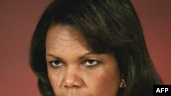 خانم رایس با تشریح مواضع خاورمیانه‌ای دولت بوش گفته‌است که در این دوره اوضاع در خاورمیانه بهبود یافته‌است.(عکس: AFP)