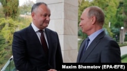 Vladimir Putin cu Igor Dodon la 10 octombrie 2017