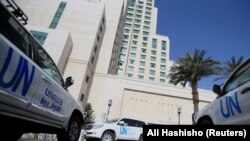 Vozila UN u kojima su inspektori OPCW-a, Damask, 18. april 2018.