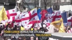 Rap zene és EU-s zászlók Tbilisziben