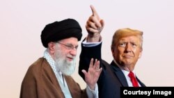 تصویر دونالد ترامپ (راست) رئیس‌جمهور آمریکا و علی خامنه‌ای، رهبر جمهوری اسلامی