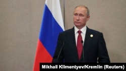 Президент Росії Володимир Путін на прес-конференції після саміту БРІКС, Сямень, Китай, 5 вересня 2017 року