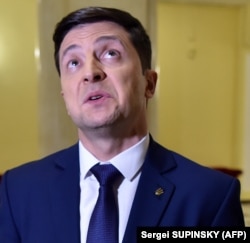 Володимир Зеленський під час інтерв’ю агентству AFP відразу після зйомки для серіалу «Слуга народу», де він грає роль президента України Василя Голобородька. Київ, 6 березня 2019 року