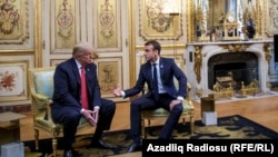 Трамп и Макрон в Елисейском дворце. Париж, 10 ноября 2018 года.