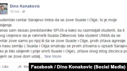 Post Dine Konakovića na Facebooku