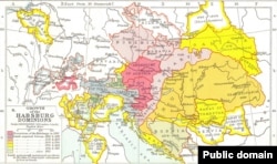 Мапа територіального зростання Габсбурзьких володінь (1335–1908)