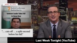 Džon Oliver je više puta citirao izveštavanje RSE-a u delu emisije o Berdimuhamedovu.