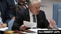 Володимир Єльченко під час виступу в Раді Безпеки ООН, листопад 2018 року.