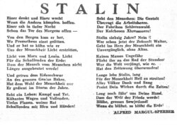 „Stalin” - Alfred Margul-Sperber (Neuer Weg, 21. 12. 1949)