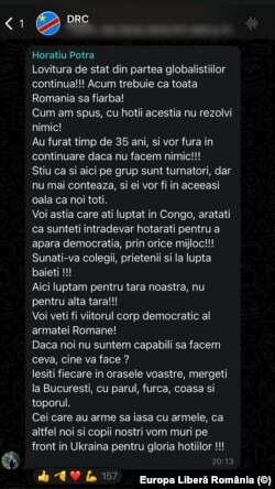 Mesaj trimis duminică seara (9 martie 2025) de Horațiu Potra, pe un grup de WhatsApp.