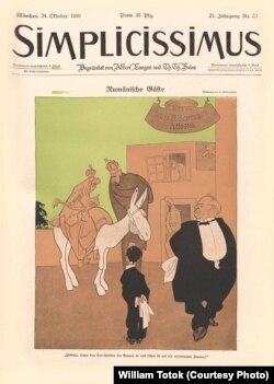 Familia regală în refugiu („Simplicissimus”, anul 21, nr. 30, 1916, p. 369).