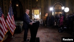 Novoizabrani američki predsjednik na konferenciji za novinare u Mar-a-Lagu, u Palm Biču na Floridi, 7. januara 2025.