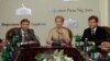 Сергій Соболєв, Юлія Тимошенко і Григорій Немиря під час засідання опозиційного уряду, березень 2010 року