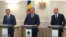 Andrian Candu (stânga), Igor Dodon (centru) și Pavel Filip