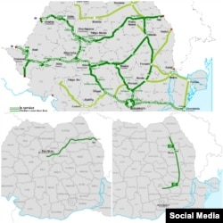 Romania: A7, A8, toate autostrăzile existente/proiectate, februrarie 2021