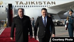 Садыр Жапаров жана Эмомали Рахмон. Бишкек, Кыргызстан. 12-март, 2025-жыл.