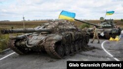 Украински танк близо до освободения Изюм, 19 септември 2022 г.