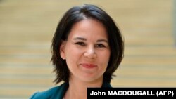 Annalena Baerbock sajtótájékoztatót tart Berlinben 2021. április 29-én