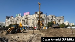 Utilajele lucrau pe 25 iulie la consolidarea Planșeului Unirii