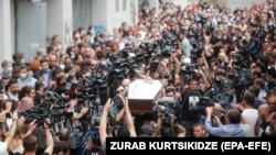 Funeraliile lui Lekso Lașkarava la Tbilisi, Georgia, 13 iulie 2021