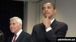 Сенатори Ричард Луґар та Барак Обама у Києві 29 серпня 2005 р