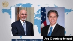 Președinte Afganistanului, Ashraf Ghani și nou secretar de stat american, Antony Blinken. 