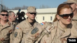 Kyrgyzstan -- NATO/ISAF coaltion (Croatia) servicemen at the Manas air base, 19Feb2009