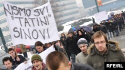 Sa jednog od rijetkih studentskih protesta za bolje uslove studiranja, Sarajevo, februar 2010, foto: Midhat Poturović