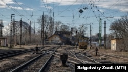 Kihúzóvágányok a Nyugati pályaudvar felé Rákosrendező pályaudvaron